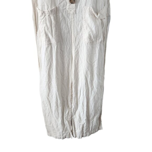 Marine Layer Sleeveless Hemp Blend Button-Front Jumpsuit Pockets Natural Medium - Picture 4 of 8